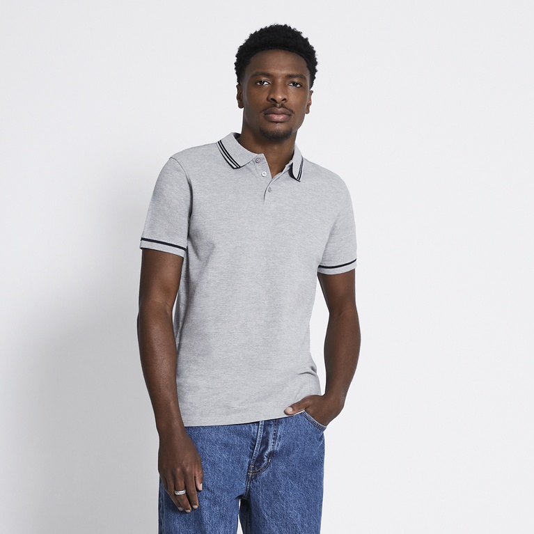 Polo shirt "Alan stripe" Grey Melange